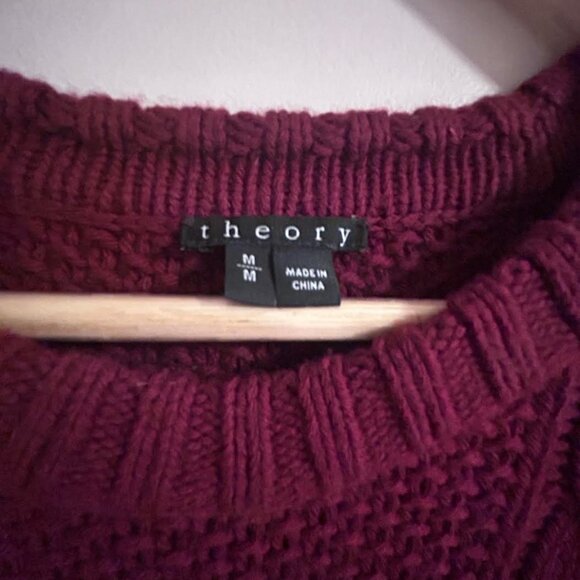Theory Burgundy Cable Knit Sweater- Excellent Condition (side medium) - Picture 3 of 3